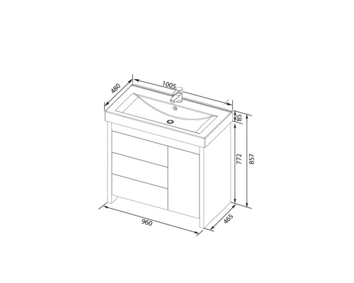 Тумба венге/белый 96 см с бельевой корзиной Aquanet Тиана 00172680