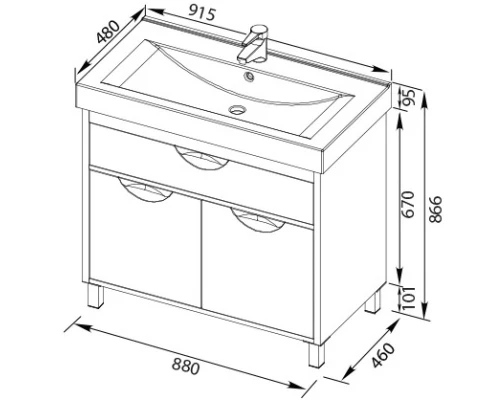 Тумба белый/венге 88 см Aquanet Гретта 00177068