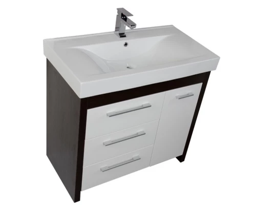 Тумба венге/белый 88 см с бельевой корзиной Aquanet Тиана 00177070