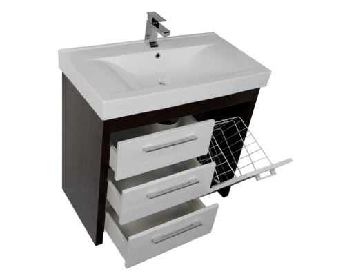 Тумба венге/белый 88 см с бельевой корзиной Aquanet Тиана 00177070
