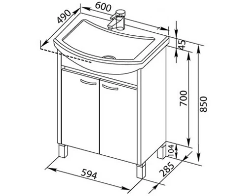 Тумба светлый дуб 59,4 см Aquanet Донна 00168929