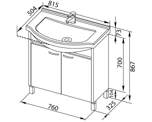 Тумба венге 76 см Aquanet Донна 00168942
