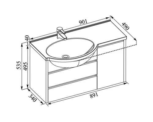 Тумба белый 89,1 см Aquanet Лайн 00164936