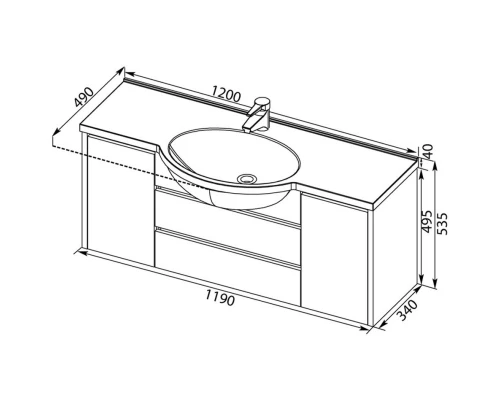 Тумба белый 119 см Aquanet Лайн 00164938