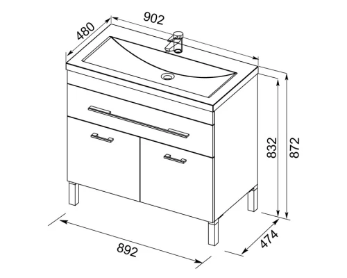 Тумба белый 89,2 см Aquanet Верона 00182708