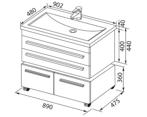 Тумба белый 89 см Aquanet Верона 00172335