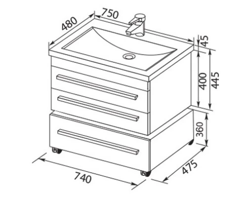 Тумба белый 74 см Aquanet Верона 00176669