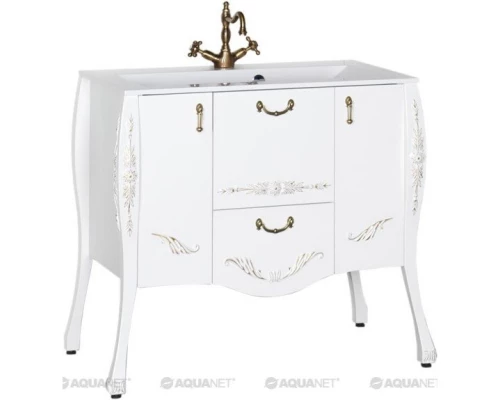 Тумба белый/золото 97,6 см Aquanet Виктория 00183931