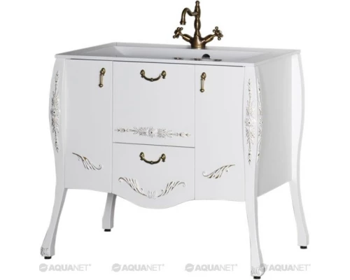 Тумба белый/золото 97,6 см Aquanet Виктория 00183931