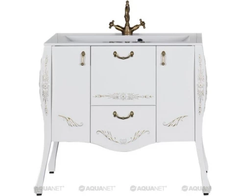 Тумба белый/золото 97,6 см Aquanet Виктория 00183931