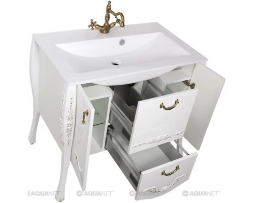 Тумба белый/золото 97,6 см Aquanet Виктория 00183931