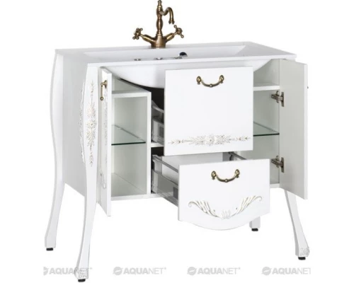 Тумба белый/золото 97,6 см Aquanet Виктория 00183931