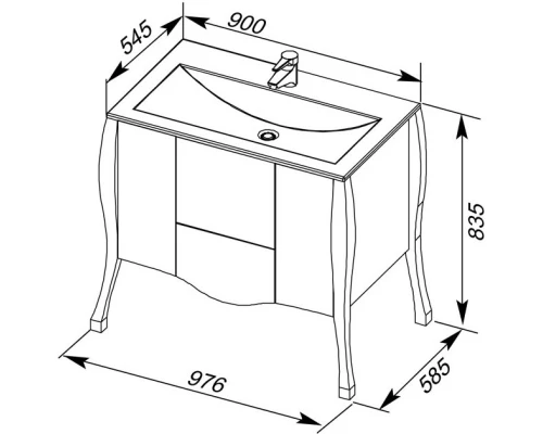 Тумба черный/золото 97,6 см Aquanet Виктория 00183932