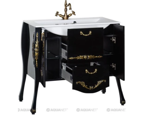 Тумба черный/золото 97,6 см Aquanet Виктория 00183932