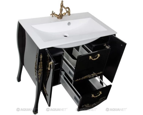 Тумба черный/золото 97,6 см Aquanet Виктория 00183932