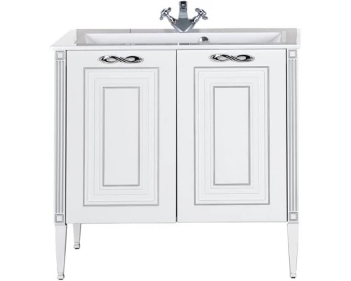 Тумба белый серебряная патина 88 см Aquanet Паола 00181762