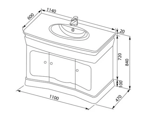 Тумба белый 110 см Aquanet Греция 00171545