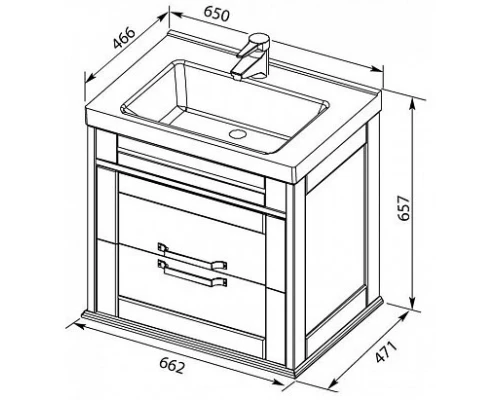 Тумба белый глянец 66,2 см Aquanet Денвер 00199210