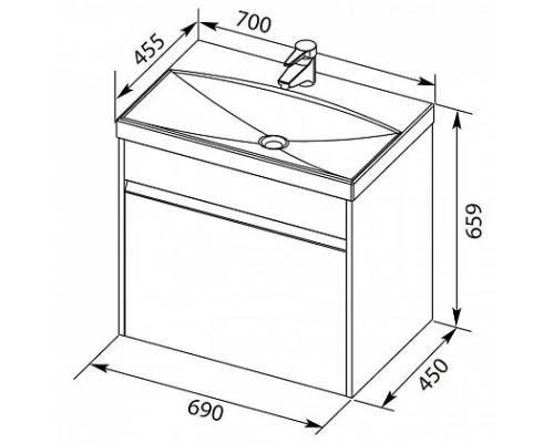 Тумба белый глянец 69 см Aquanet Палермо 00203938