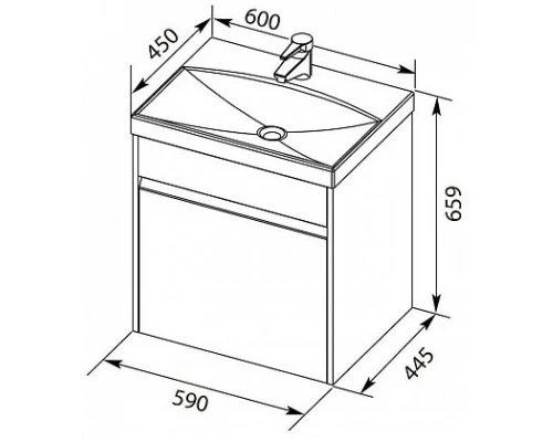 Тумба белый глянец 59 см Aquanet Палермо 00203934