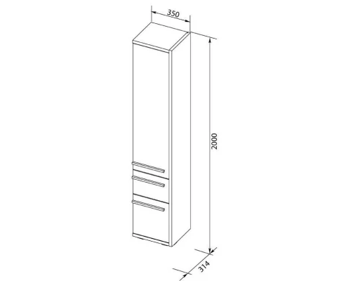 Пенал подвесной эвкалипт мистери/белый глянец R Aquanet Фостер 00202062