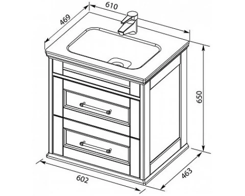 Тумба белый ясень 60,2 см Aquanet Бостон 00206550