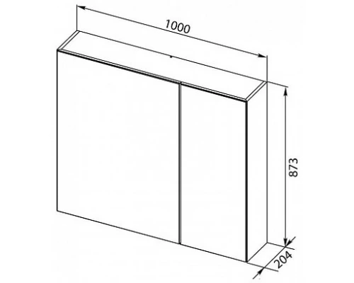 Зеркальный шкаф 100x87,3 см белый глянец L Aquanet Йорк 00202090