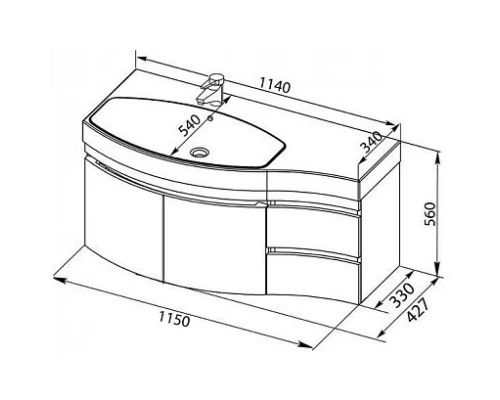 Тумба белый глянец 115 см L Aquanet Опера 00169613