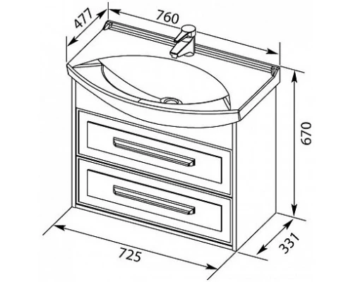 Тумба белый глянец 72,5 см Aquanet Остин 00203917