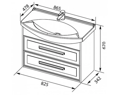 Тумба белый глянец/дуб кантербери 82,5 см Aquanet Остин 00200908