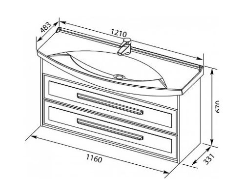 Тумба белый глянец/дуб кантербери 116 см Aquanet Остин 00201723