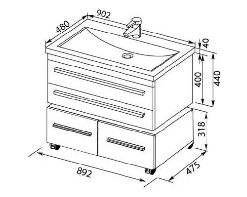 Тумба белый 89,2 см Aquanet Нота 00171492