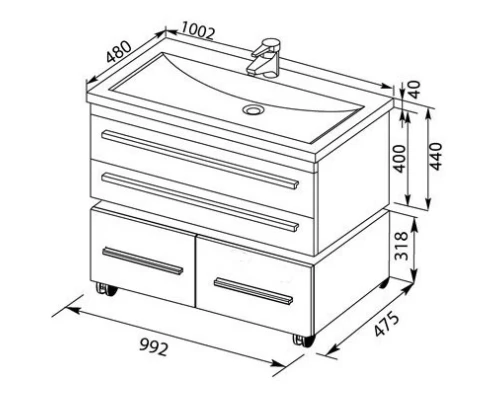 Тумба венге 99,2 см Aquanet Нота 00171498