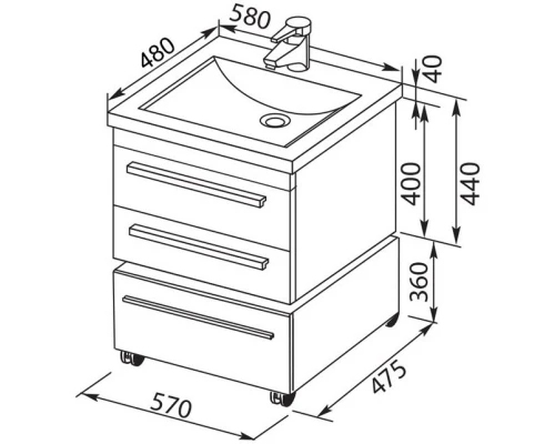 Тумба венге 57 см Aquanet Нота 00171484
