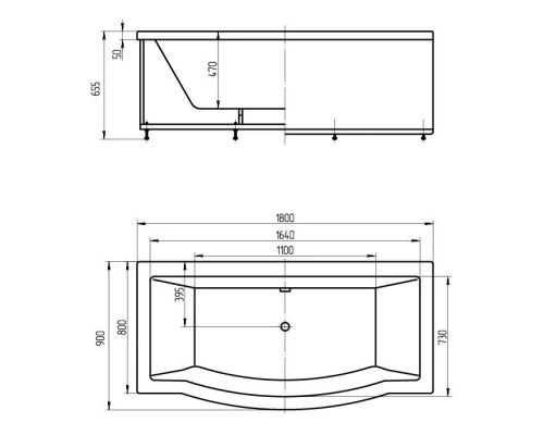 Акриловая ванна 180x90 см Aquatek Гелиос GEL180-0000085