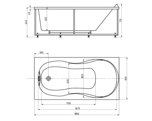Акриловая ванна 180x90 см Aquatek Мартиника MAR180-0000053