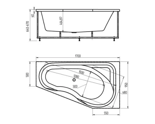 Акриловая ванна 170x95 см левая Aquatek Медея MED180-0000007