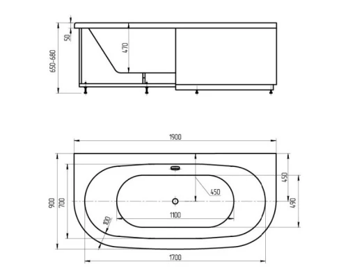 Акриловая ванна 190x90 см Aquatek Морфей MOR190-0000006