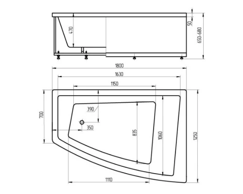 Акриловая ванна 180x125 см левая Aquatek Оракул ORK180-0000008