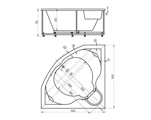 Акриловая ванна 164x164 см Aquatek Сириус SIR164-0000004