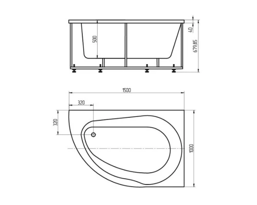 Акриловая ванна 150x100 см правая Aquatek Вирго VIR150-0000063