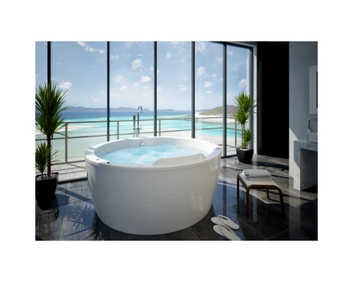 Акриловая гидромассажная ванна 180x180 см пневматическое управление плоские форсунки+спинной массаж 6 форсунок Aquatek Аура