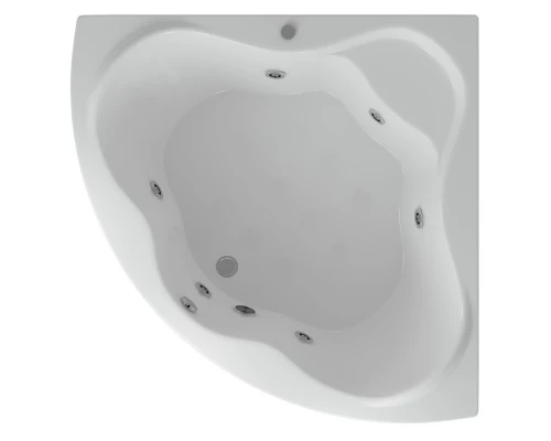 Акриловая гидромассажная ванна 135x135 см пневматическое управление плоские форсунки Aquatek Галатея