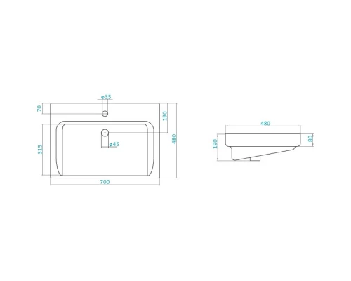 Раковина 70х48 см Aqwella Тигода 1.WH30.2.083