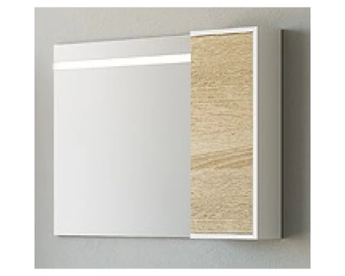 Зеркальный шкаф 90х65 см с подсветкой белый глянец/дуб сонома Aqwella 5 Stars Miami Mai.02.09