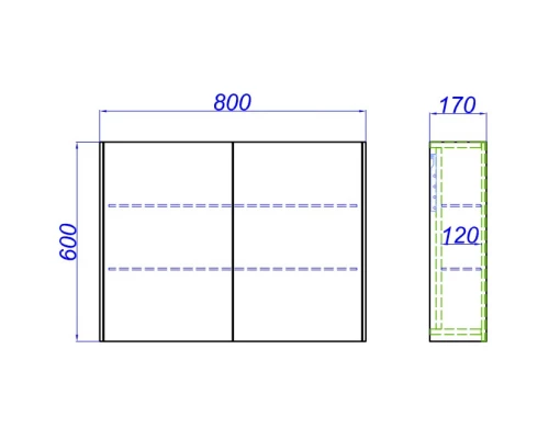 Зеркальный шкаф 80х60 см бетон светлый Aqwella 5 Stars Mobi MOB0408/MOB0717BS/Z