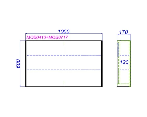 Зеркальный шкаф 100х60 см дуб балтийский Aqwella 5 Stars Mobi MOB0410/MOB0717DB/Z