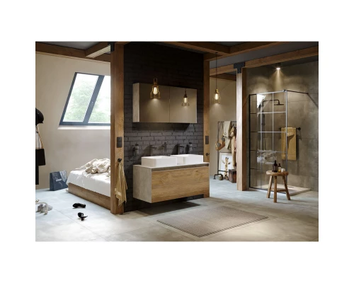 Зеркальный шкаф 120х60 см бетон светлый Aqwella 5 Stars Mobi MOB0412/MOB0717BS/Z