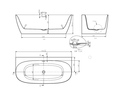 Акриловая ванна 170x80 см Art&Max Milan AM-MIL-1700-800