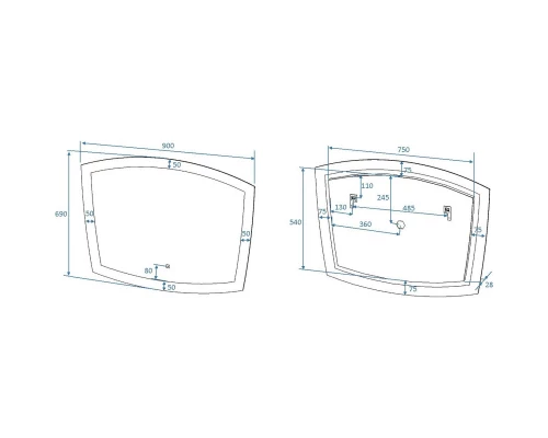 Зеркало 90x69 см Art&Max Roma AM-Rom-900-700-DS-F